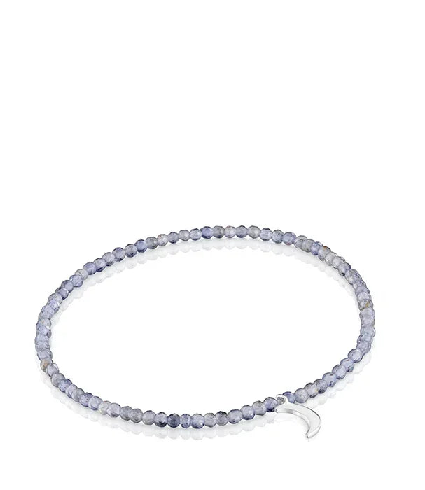 צמיד חרוזים סגול עדין עם תליון כסוף על רקע לבן, תכשיט אופנתי CHOZEN