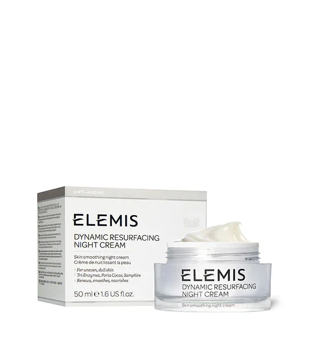 קרם לילה ELEMIS Dynamic Resurfacing מוצג עם אריזה, מוצר טיפוח עור יוקרתי ב-CHOZEN