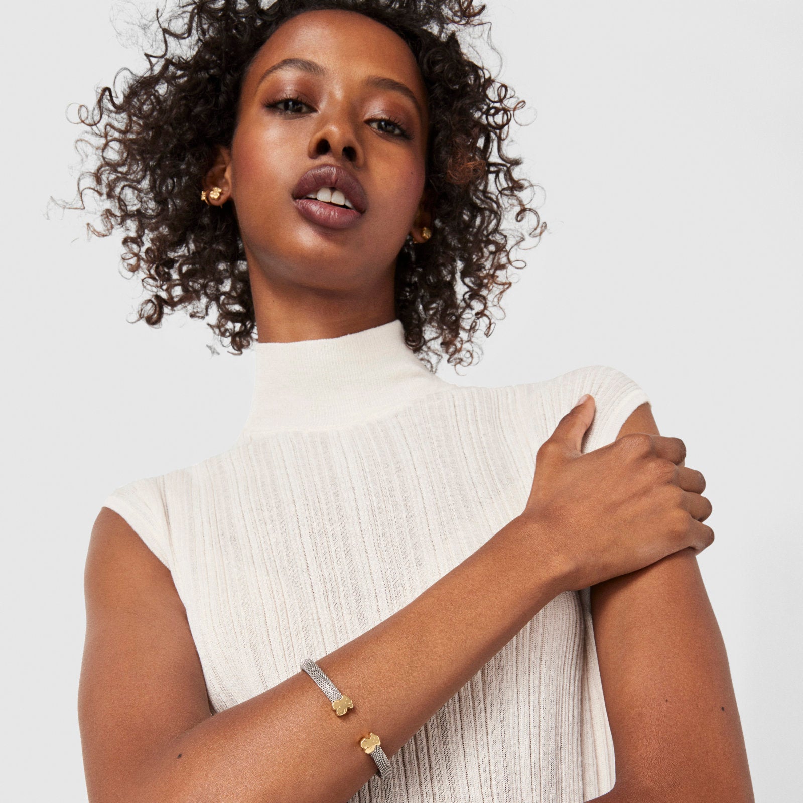 טואוס צמיד קשיח Mesh ממתכת עם מוטיב הדובי בזהב 18 קראט