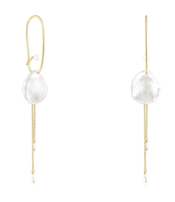 עגילי זהב עם פנינה לבנה ותליון שרשרת דק, תכשיטים יוקרתיים CHOZEN