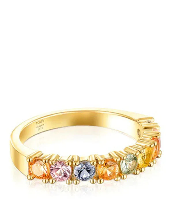 טבעת זהב מעוצבת עם אבני חן צבעוניות מבית TOUS באתר CHOZEN