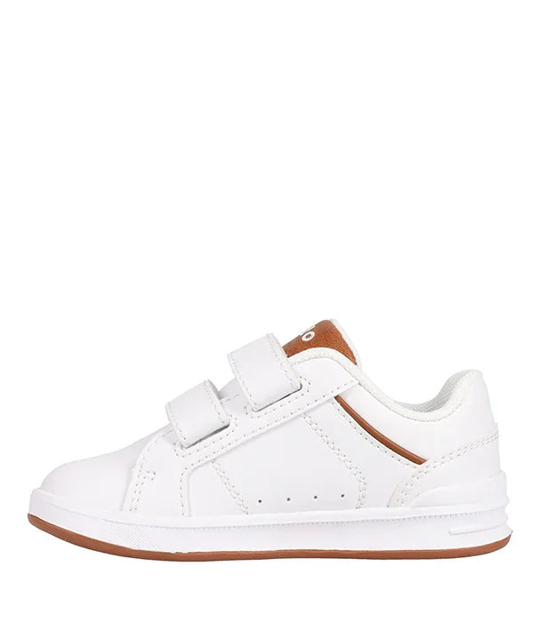 נעל ספורט לבנה לילדים עם סגירת וולקרו, HOMEPAGE CHOZEN, סוליה חומה מקורית