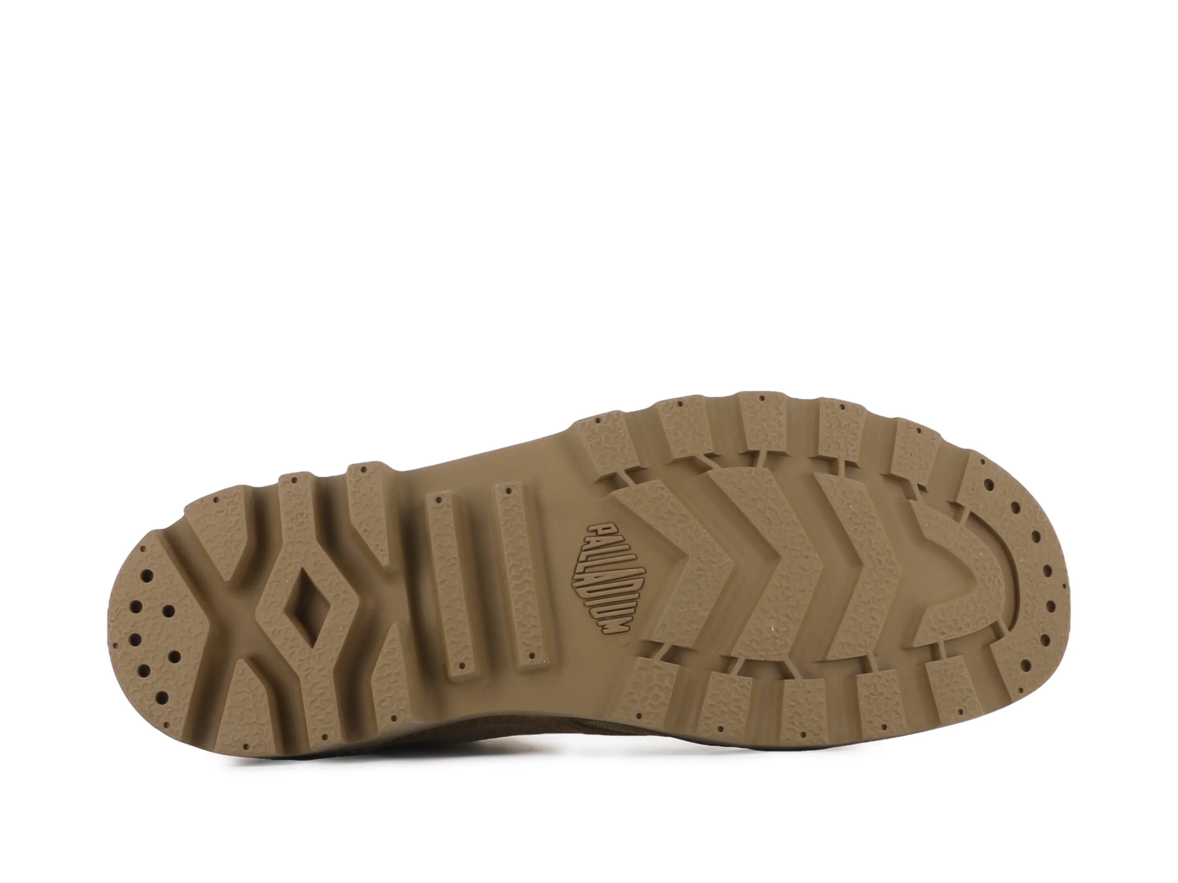 סוליית מגף חומה עם חריטות בולטות, מותג palladium, לחנות CHOZEN