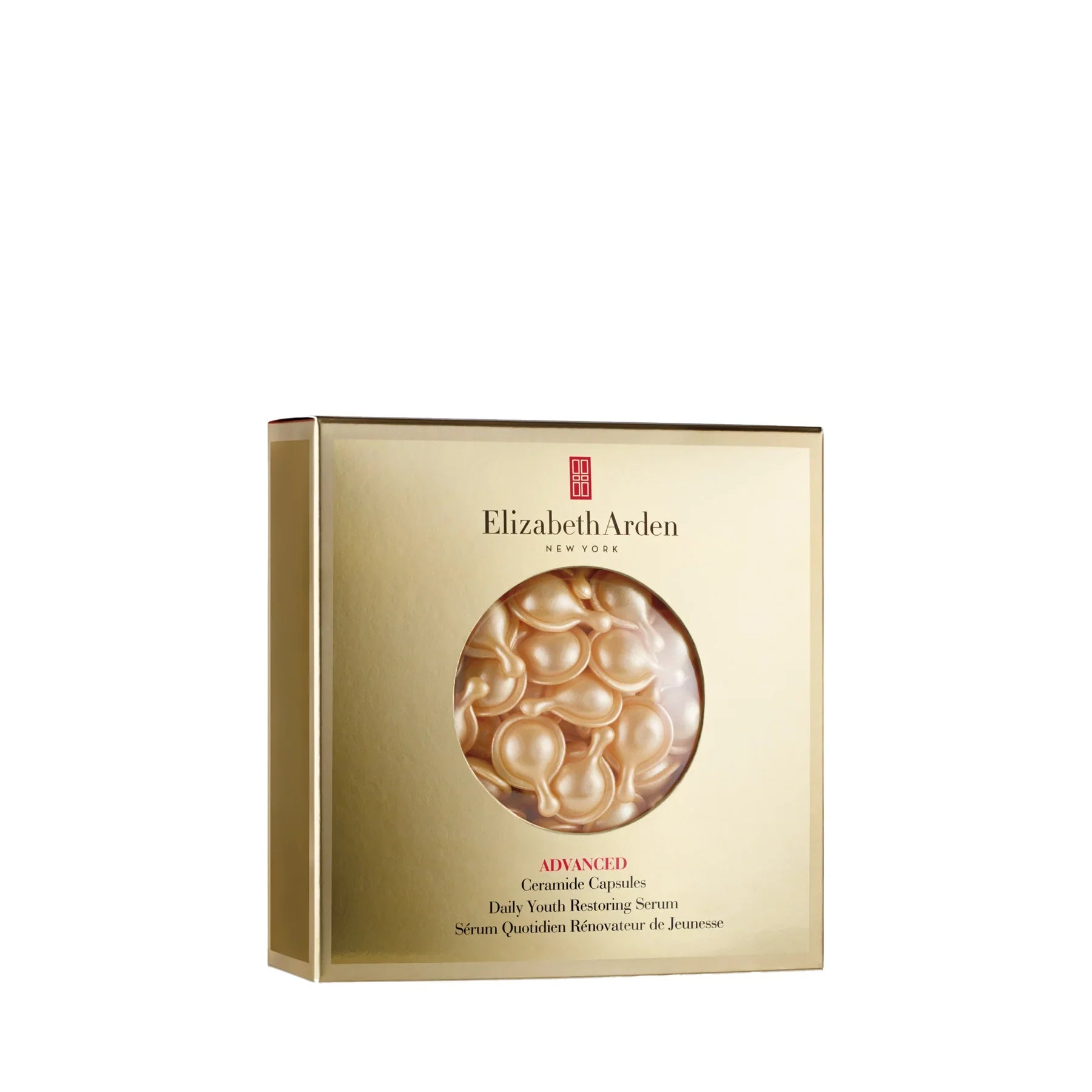קופסת Elizabeth Arden Advanced Ceramide Capsules עם כמוסות זהובות, מוצר טיפוח מבית Chozen