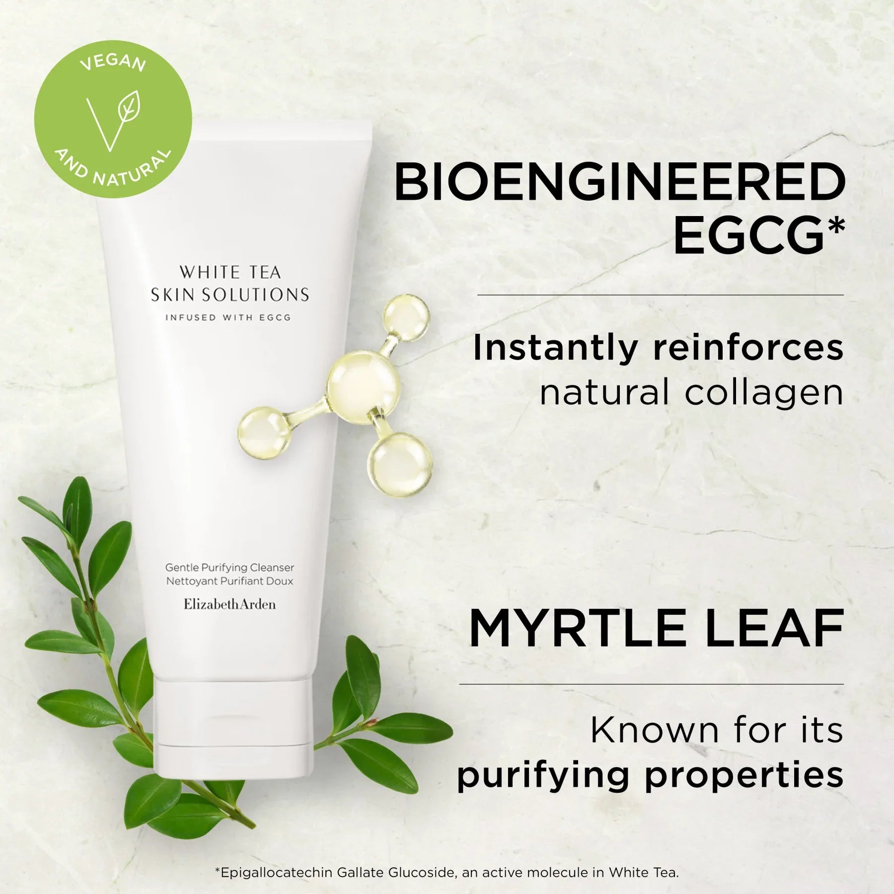 מסכה לניקוי פנים של Elizabeth Arden מסדרת White Tea Skin Solutions, עם רכיבים טבעיים וצמח מירט