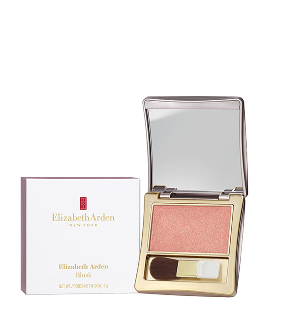 סומק ורוד עם מברשת ומראה באריזה יוקרתית של Elizabeth Arden לאיפור פנים