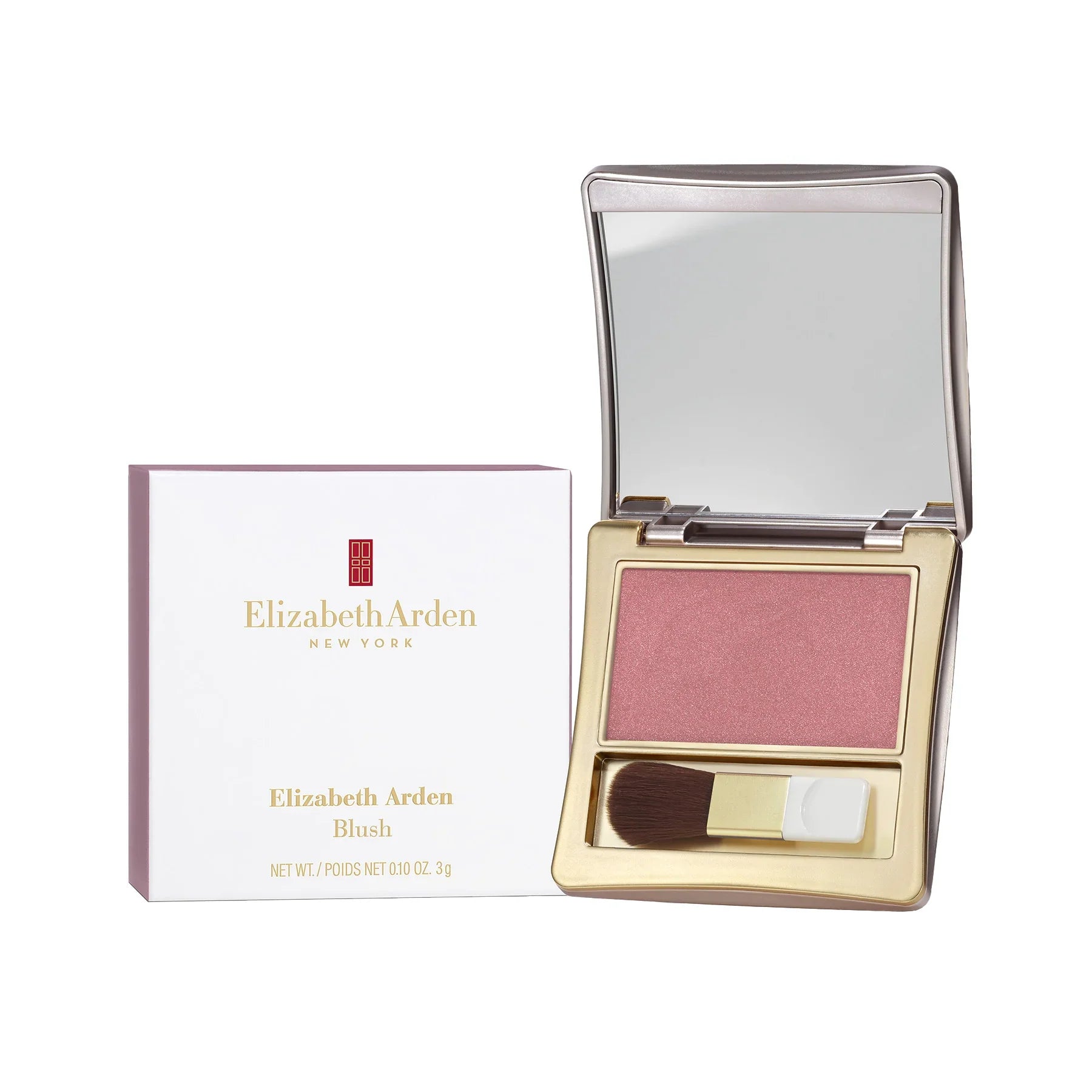 סומק Elizabeth Arden בגוון ורוד עם מברשת, אריזת קוסמטיקה יוקרתית מבית מותג מוביל