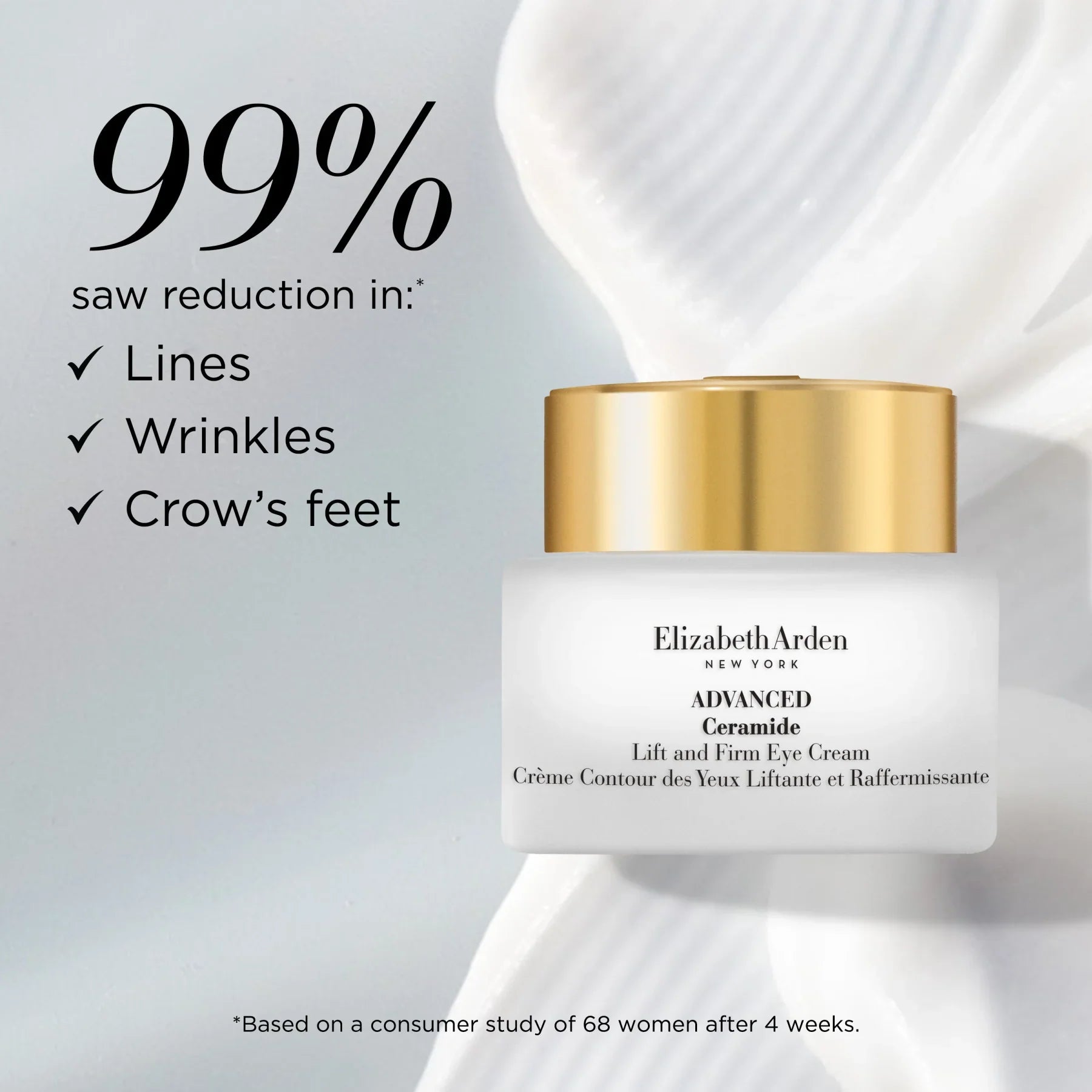 קרם עיניים Elizabeth Arden Advanced Ceramide עם מכסה זהב, נראות תוצאות הפחתת קמטים