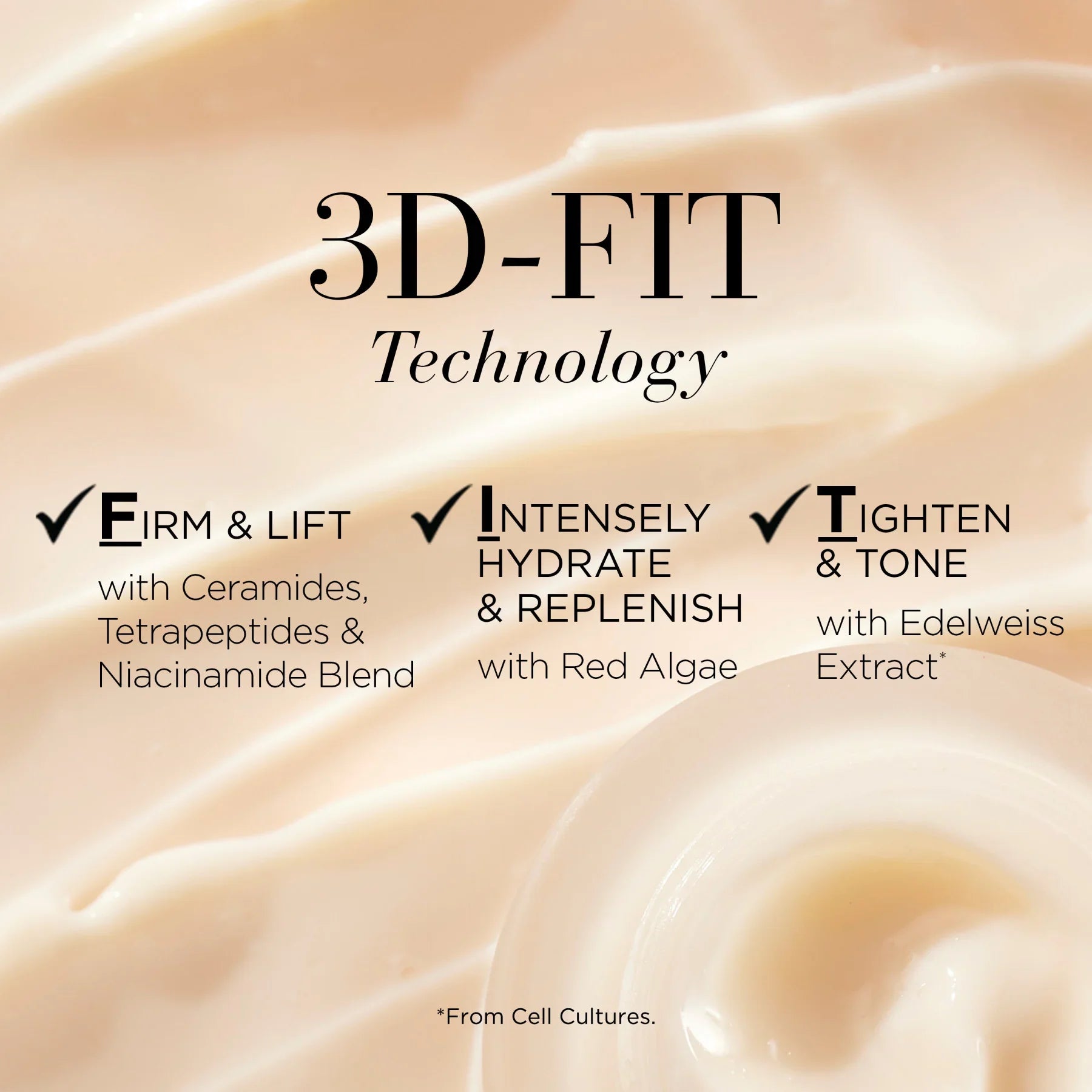 קרם פנים CHOZEN בטכנולוגיית 3D-FIT עם מרקם עשיר, תועלות מתמציות אצות ואדלווייס