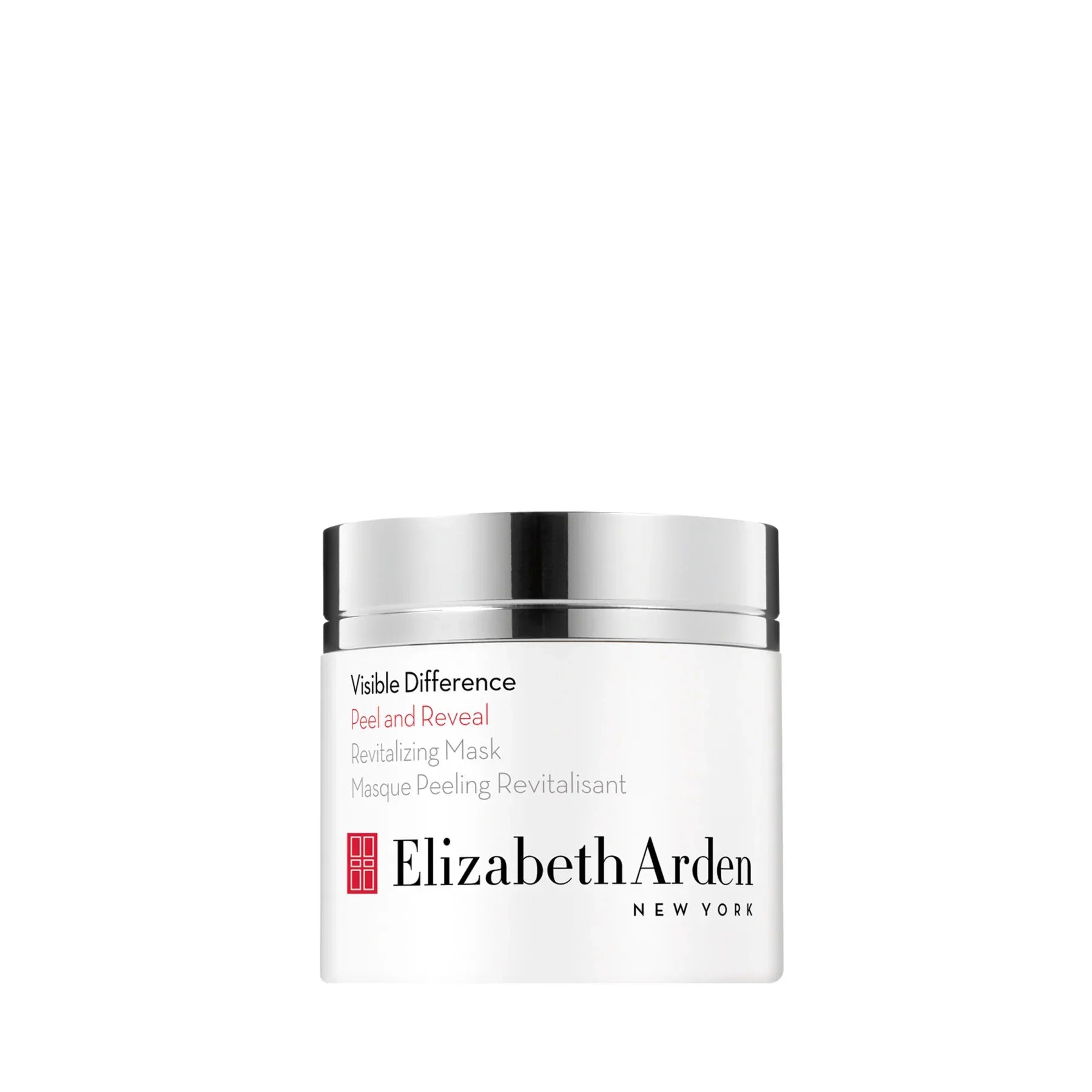 קרם Elizabeth Arden Visible Difference Peel and Reveal מוצג על רקע לבן, מוצר טיפוח יוקרה