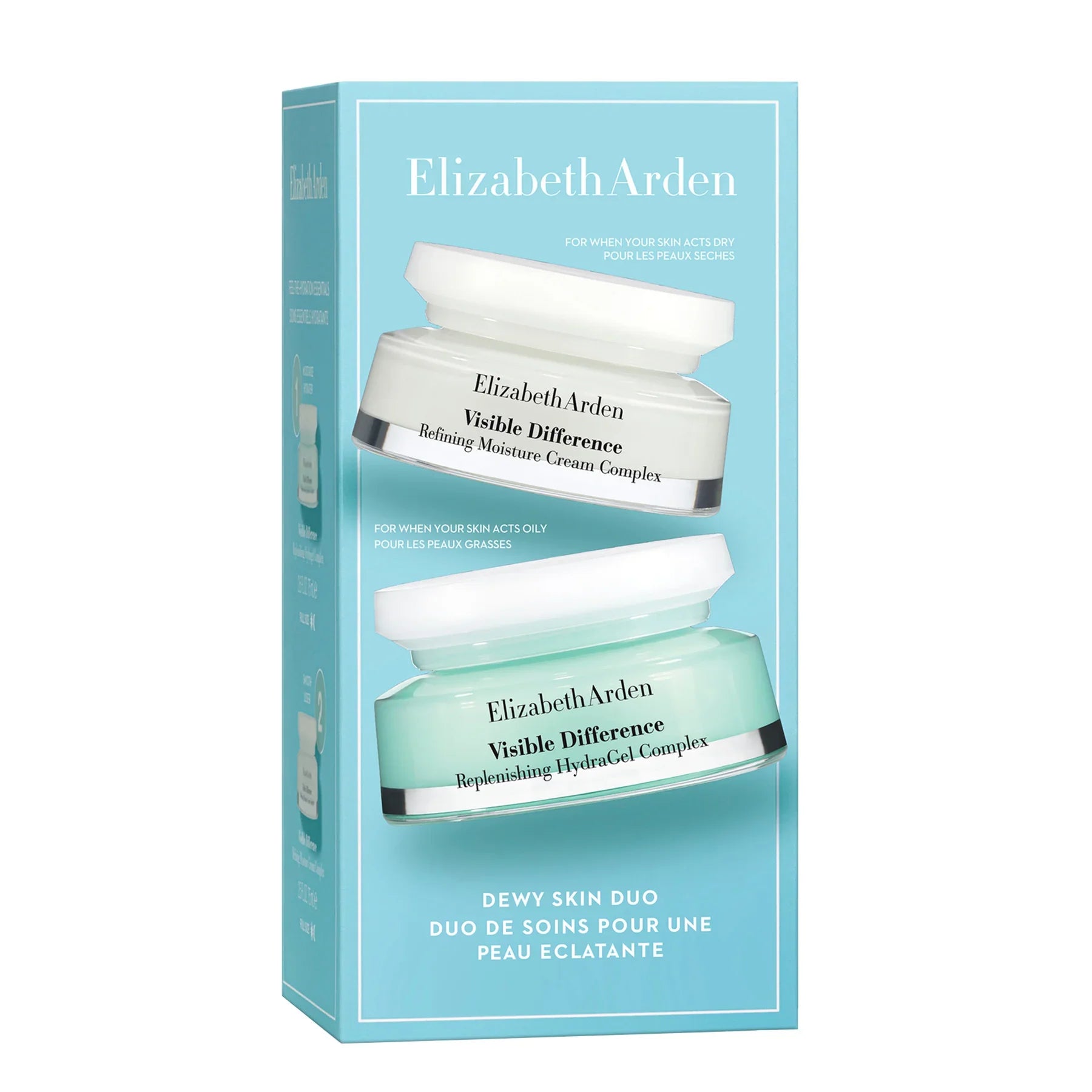ערכת קרמים Elizabeth Arden Visible Difference על רקע כחול, מוצרי טיפוח יוקרתיים באתר CHOZEN