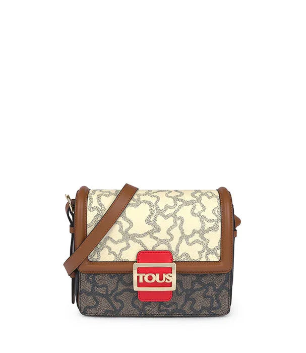 תיק צד TOUS מעוצב, עור חום ושמנת, דוגמת כוכבים, לוגו בולט, מבית המותגים ב-CHOZEN