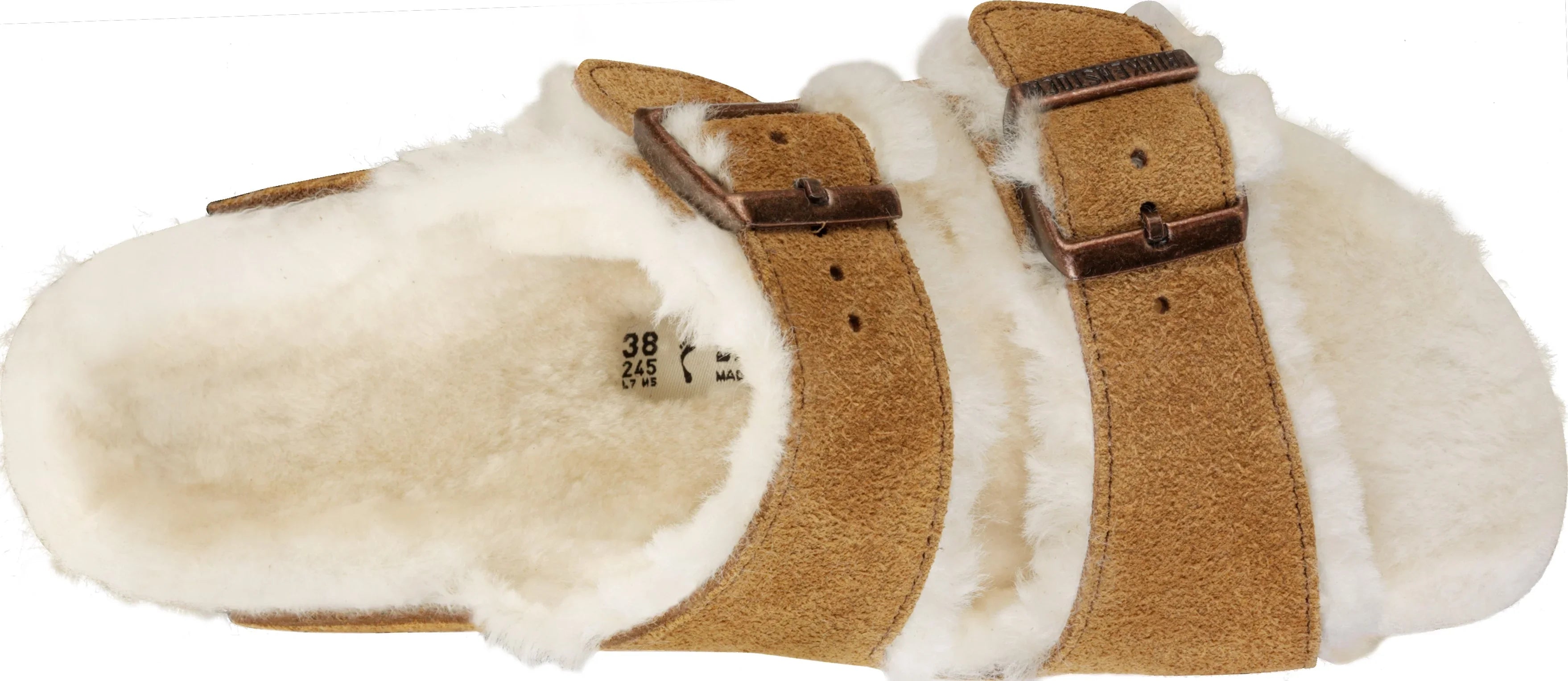 כפכף בית פרוותי חום עם רפידת פרווה לבנה ושני אבזמים, מהמותגים המובילים ב-CHOZEN