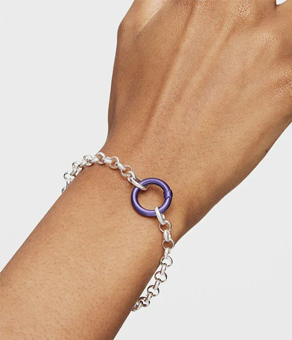 צמיד כסף עם חוליה עגולה סגולה על פרק יד, תכשיטי אופנה CHOZEN