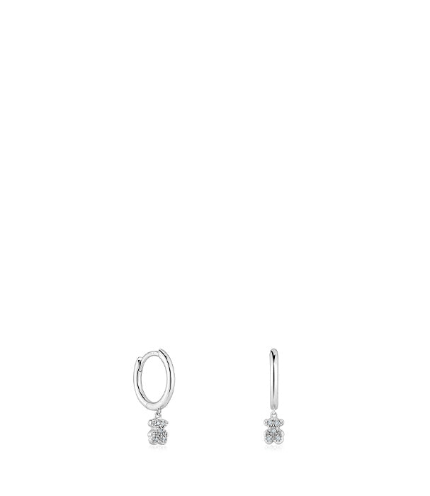 טואוס עגילי חישוק דובי Grain מזהב לבן בשילוב יהלומים