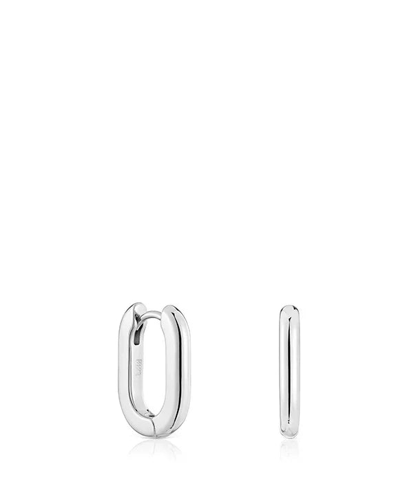 עגילי חישוק כסף בעיצוב מודרני, תכשיטי CHOZEN מקבוצת אלפא