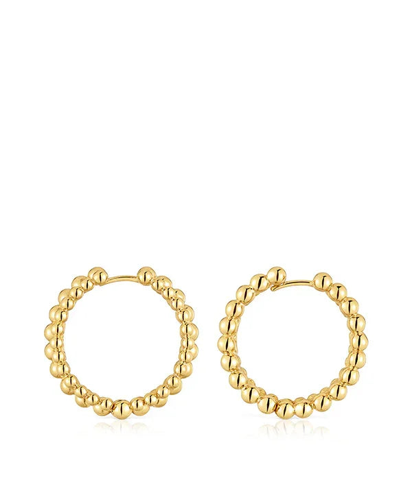 עגילי חישוק זהב בעיצוב חרוזים, תכשיטים יוקרתיים מבית CHOZEN