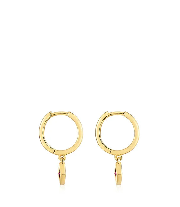 עגילי חישוק זהב עם תליון קטן, עיצוב יוקרתי, מותג CHOZEN