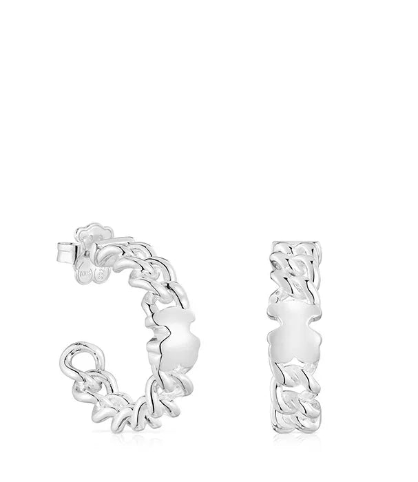 עגילי חישוק כסף בעיצוב שרשרת, תכשיט יוקרתי CHOZEN לחובבי מותגים מובילים