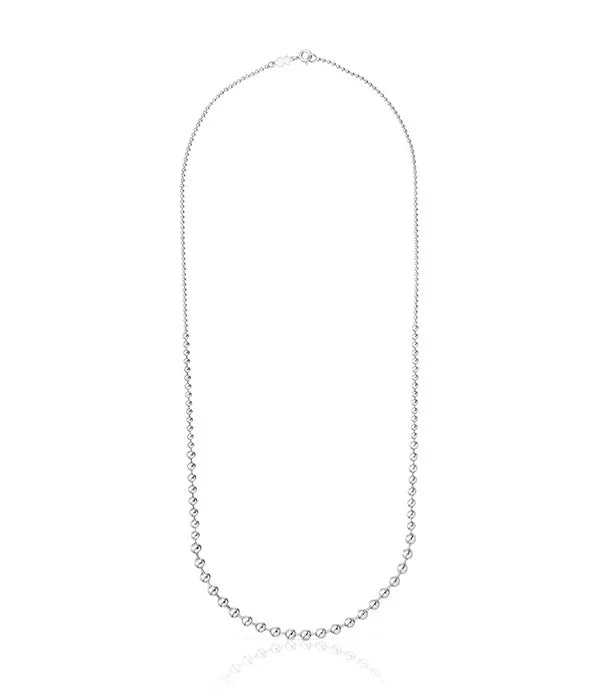 שרשרת כסף עדינה עם חרוזים, עיצוב אלגנטי מבית CHOZEN, רקע לבן
