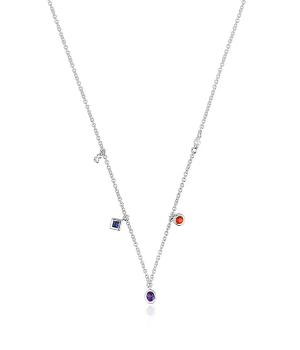 שרשרת כסף עדינה לנשים עם תליוני אבני חן צבעוניות, תכשיטים יוקרתיים CHOZEN