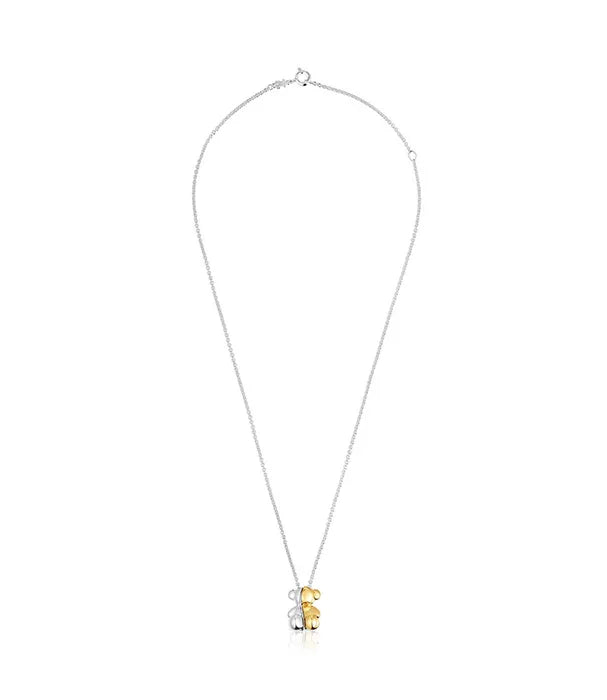 שרשרת עדינה עם תליון דובי בשילוב כסף וזהב, עיצוב יוקרתי, CHOZEN מותגים מובילים