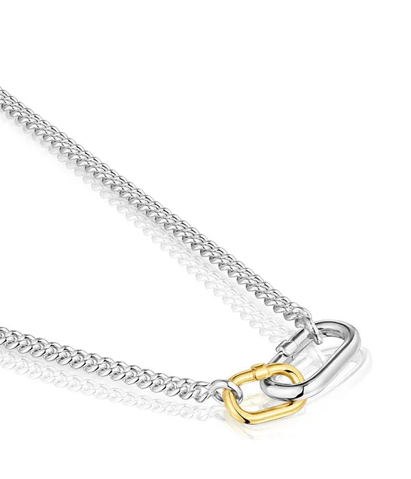 שרשרת כסף עם תליון חוליות זהב וכסף, תכשיט אופנתי CHOZEN