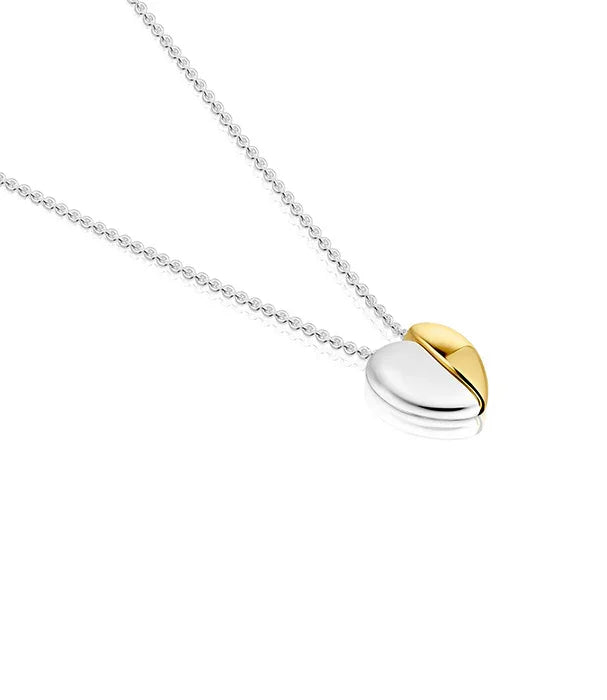 שרשרת לב דו-גונית כסף וזהב יוקרתית מבית CHOZEN, עיצוב מודרני ובוהק