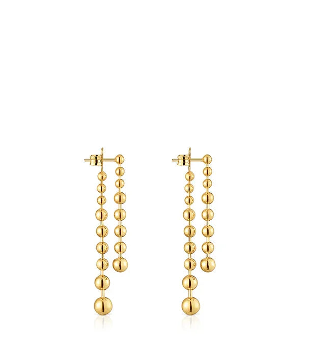 טואוס עגילים ארוכים כפולים Tous Gloss מכסף ועליו זהב 18 קראט - CHOZEN