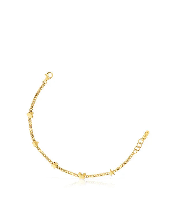 צמיד זהב דק לנשים עם תליוני לבבות וכוכבים, תכשיטי CHOZEN יוקרתיים