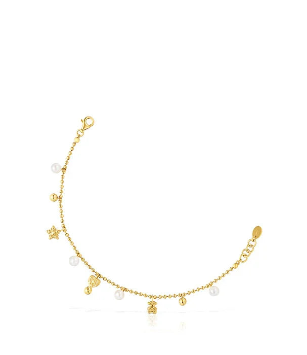 צמיד זהב עדין עם פנינים ותליונים, אופנה יוקרתית ב-CHOZEN, קבוצת אלפא