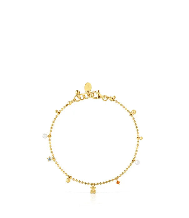 צמיד זהב עדין לנשים עם תליונים צבעוניים, עיצוב יוקרתי של CHOZEN