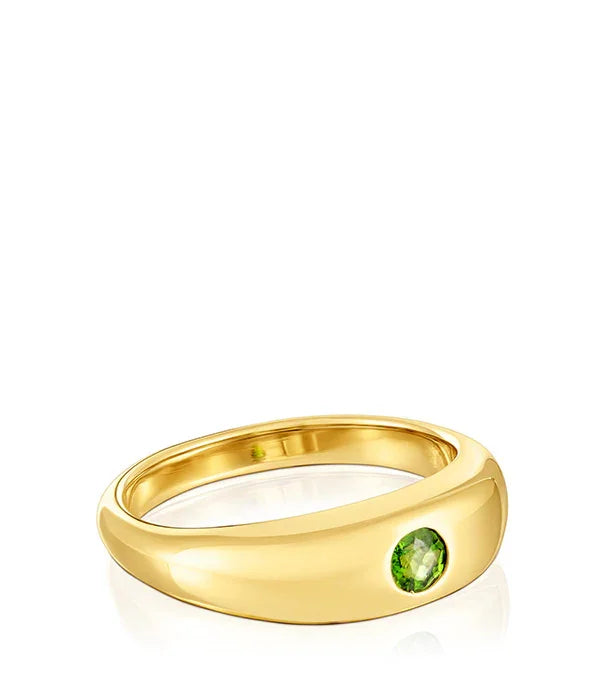טבעת זהב עם אבן ירוקה קלאסית, תכשיט אלגנטי מקבוצת אלפא, CHOZEN