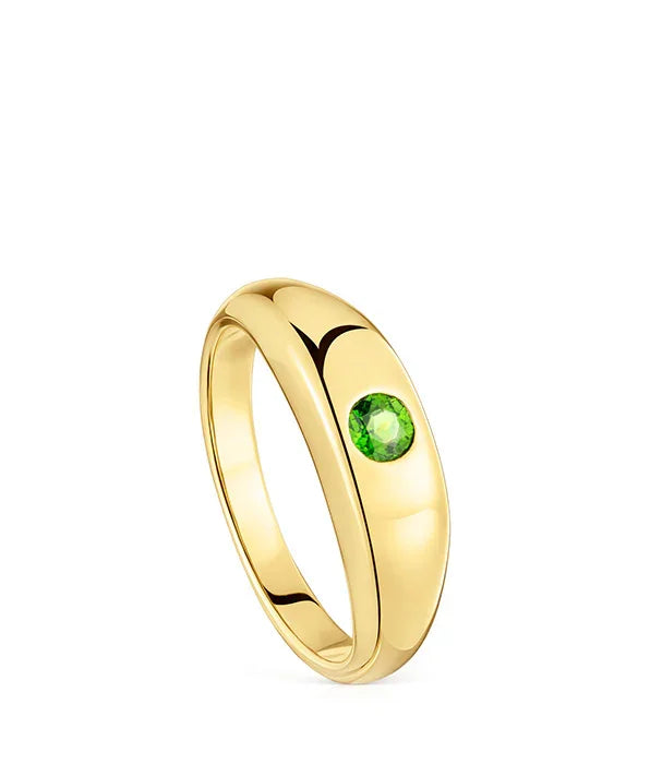 טבעת זהב עם אבן ירוקה נוצצת, תכשיטים יוקרתיים מבית CHOZEN