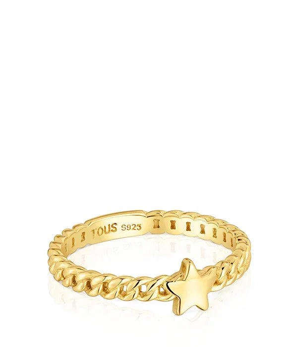 טבעת זהב בעיצוב שרשרת עם תליון כוכב, תכשיט לנשים TOUS מיבואן רשמי, CHOZEN