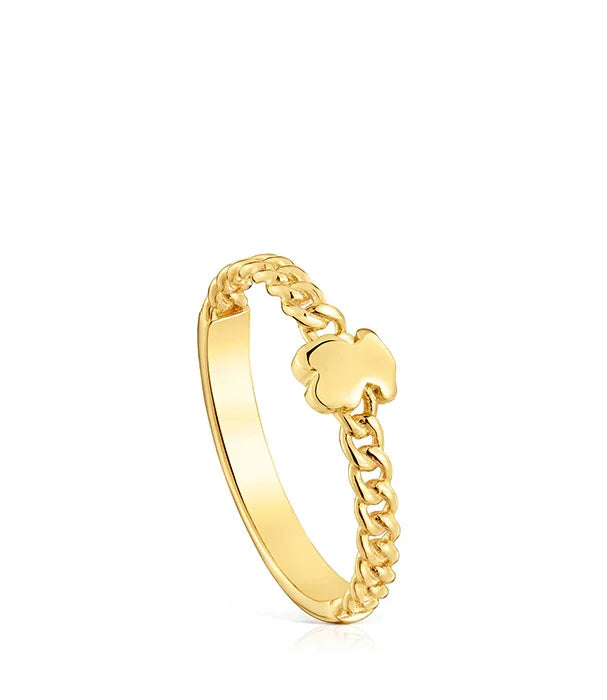 טבעת זהב מעוצבת עם חוליית שרשרת ותליון תלתן, תכשיט יוקרתי CHOZEN