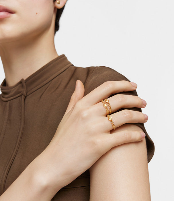 טואוס טבעת עם מוטיב דובי Bold Motif מכסף ועליו זהב 18 קראט