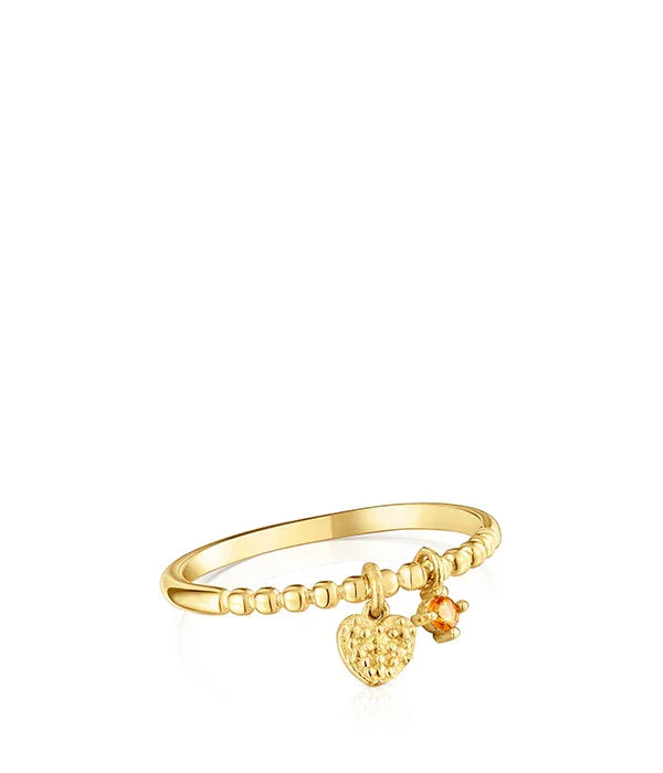 טבעת זהב עדינה עם תליון לב ואבני חן קטנות, תכשיט אופנה CHOZEN מבית קבוצת אלפא