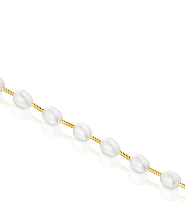 שרשרת זהב דקה עם פנינים לבנות, תכשיט יוקרתי מבית CHOZEN