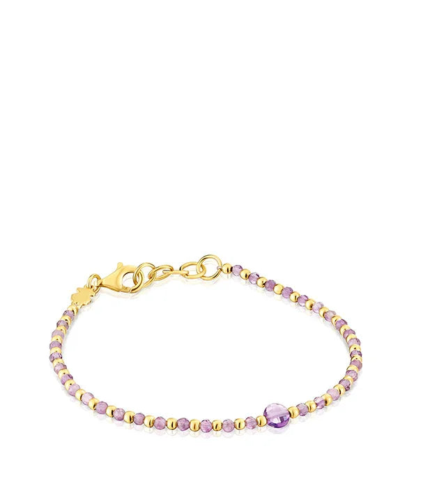 צמיד עדין זהב ואמטיסט סגול מבית CHOZEN, תכשיט אופנתי יוקרתי על רקע לבן