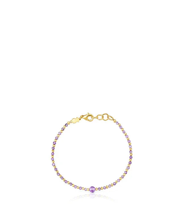 צמיד חרוזים סגולים ועדינים בזהב, תכשיט מעוצב CHOZEN מותג מוביל