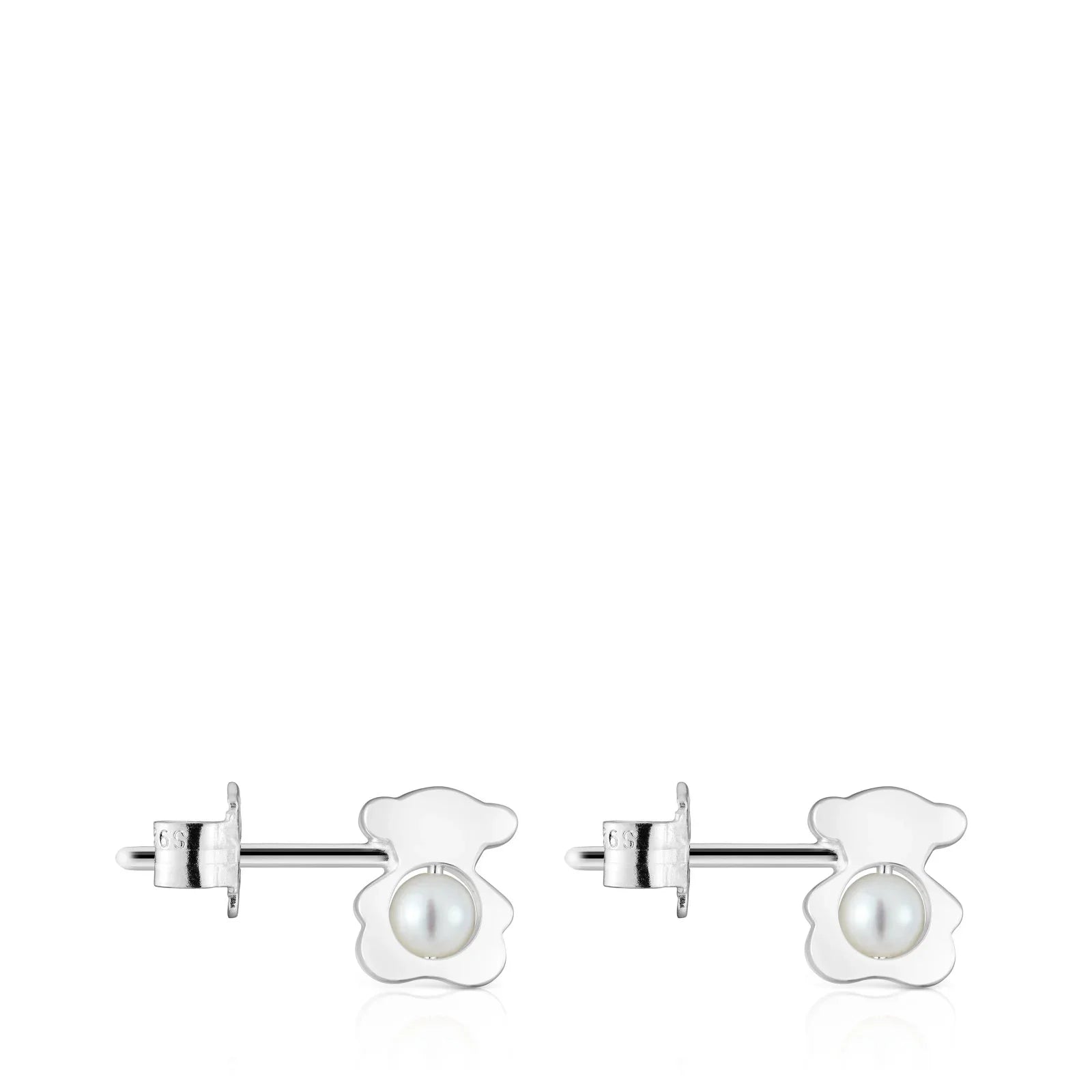 עגילי כסף מעוצבים בצורת דובון עם פנינה במרכז, תכשיטים יוקרתיים CHOZEN