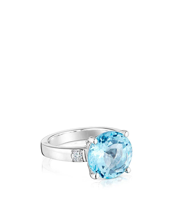 טבעת כסף יוקרתית עם אבן חן כחולה וטבעת יהלומים, מותג CHOZEN, קבוצת אלפא
