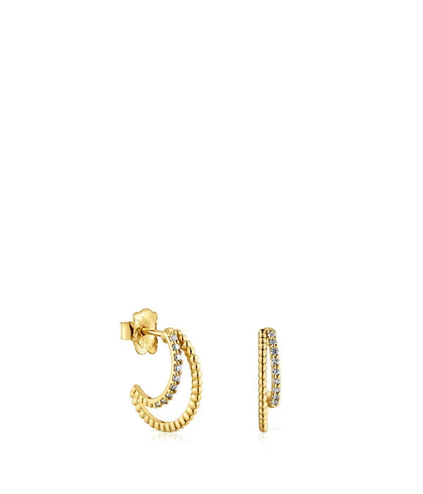 עגילי חישוק זהב מעוצבים עם שיבוץ יהלומים, תכשיטי יוקרה CHOZEN אלפא