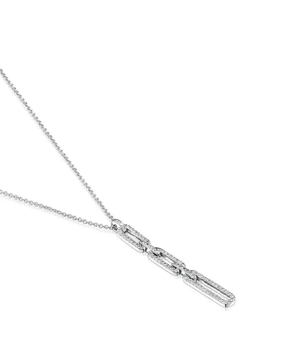 שרשרת כסף עם תליון משובץ יהלומים, עיצוב מודרני, קולקציית תכשיטים CHOZEN