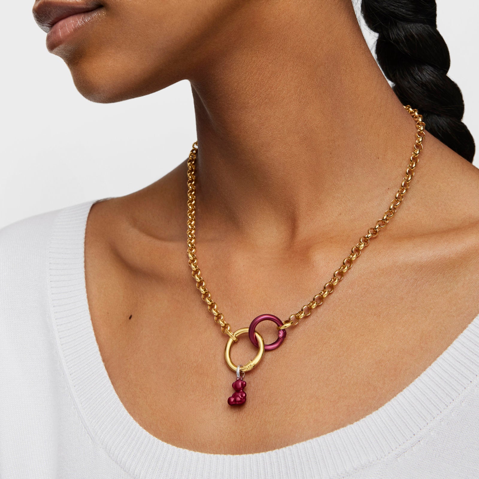 טואוס תליון דובי בצבע אדום Bold Bear מפלדה