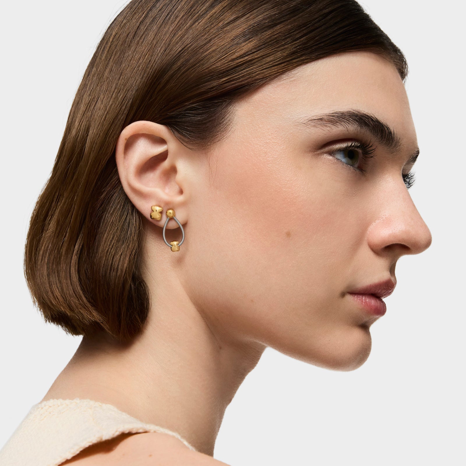 טואוס עגילי Mesh מזהב 18 קראט ומתכת