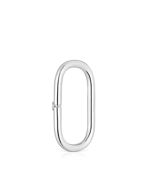 חוליית מתכת אליפסית בצבע כסף, עיצוב מינימליסטי, CHOZEN מובילי מותגים