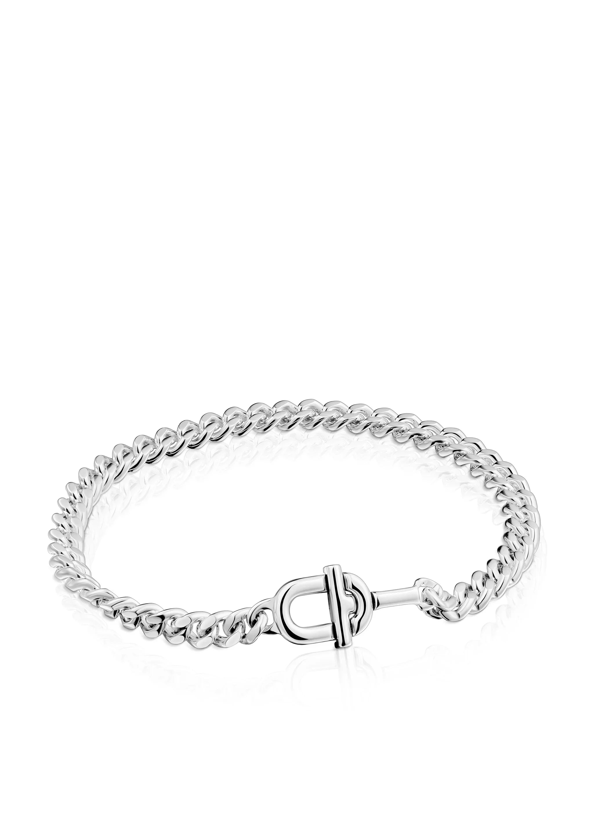 צמיד כסף יוקרתי בעיצוב שרשרת, מוצג על רקע לבן, מבית CHOZEN, תכשיטים אלגנטיים