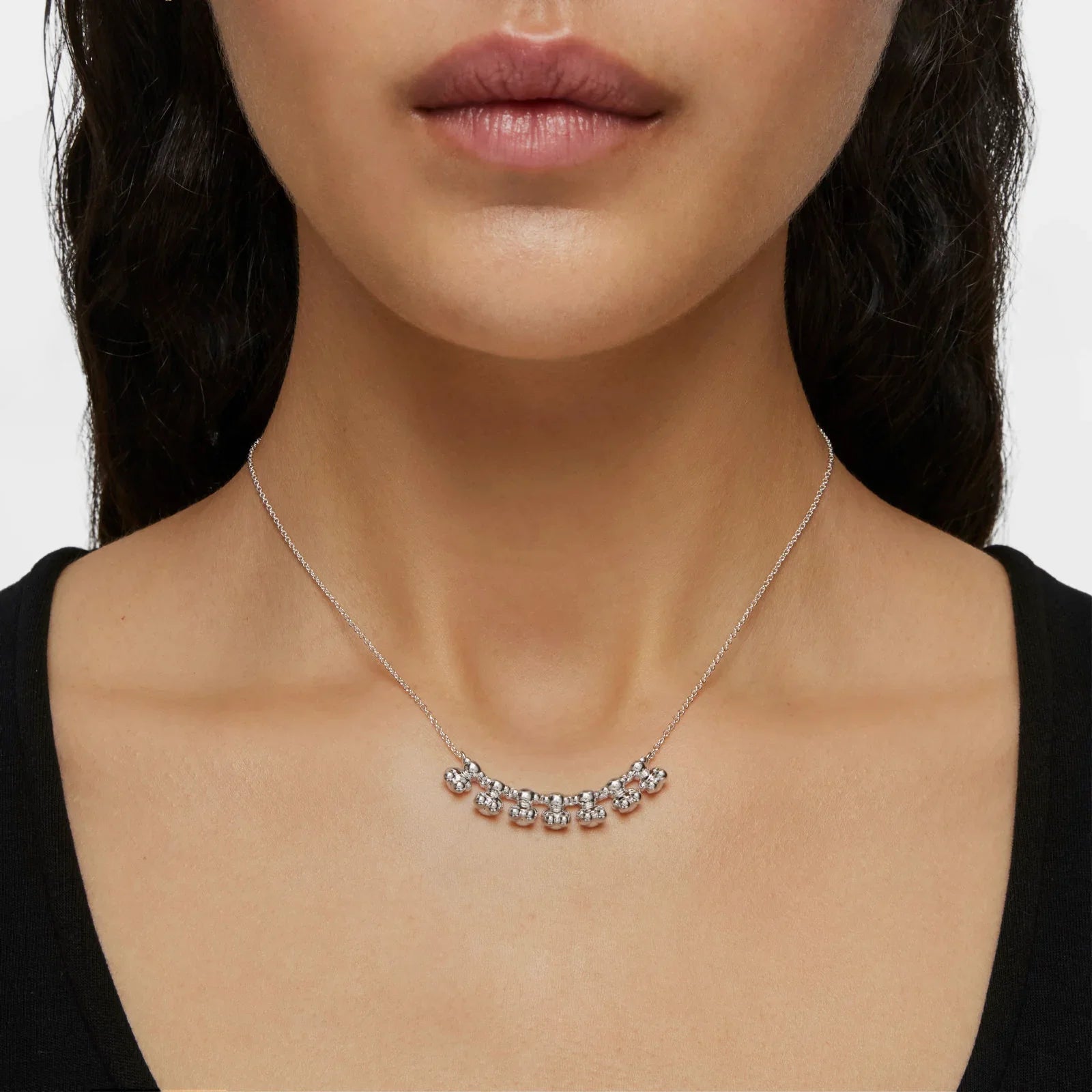 שרשרת כסף לאישה עם תליוני קריסטל, תכשיט אופנתי CHOZEN